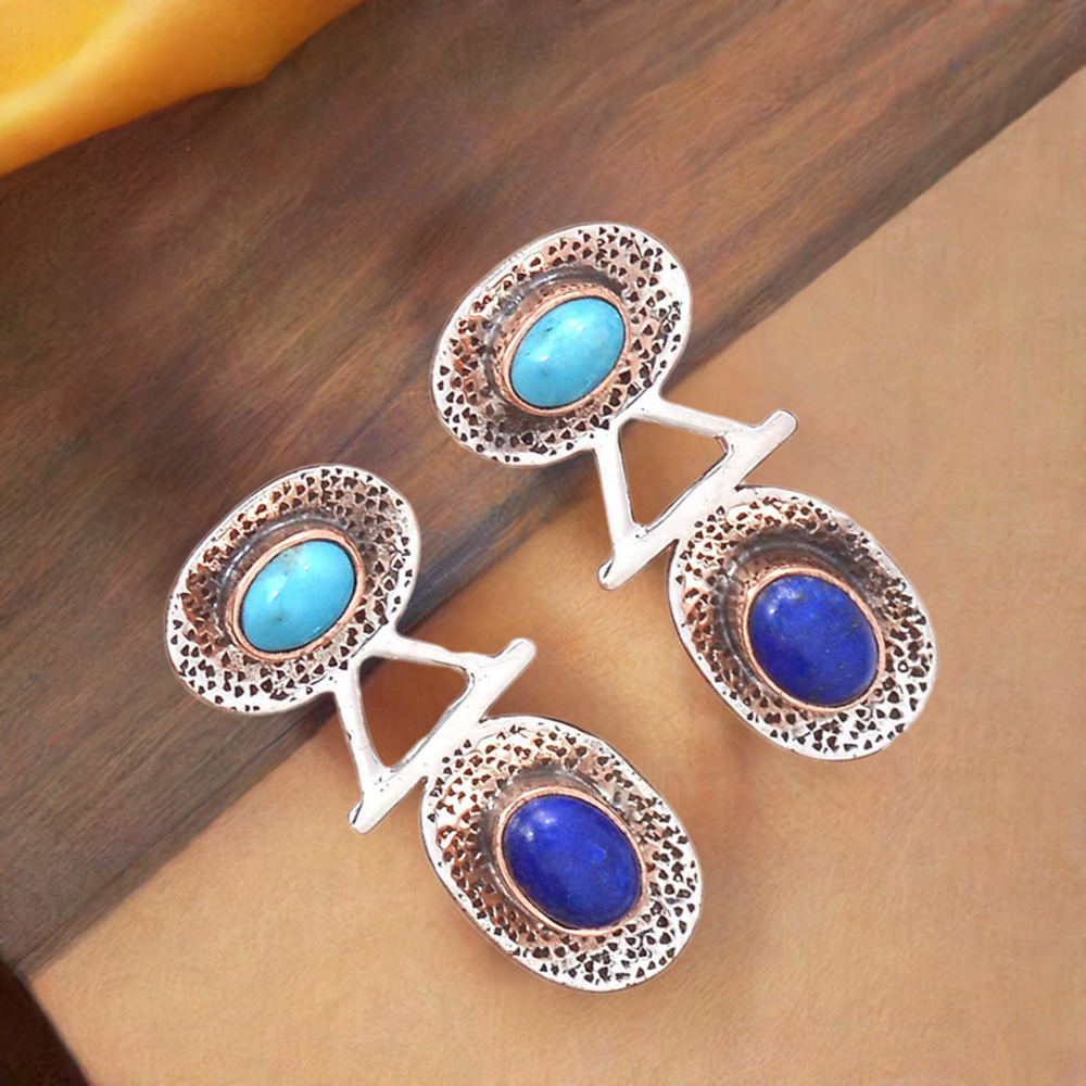 Genuine Multi Gemstone Earrings In 925 Sterling Silver Jewelry 925SE2131