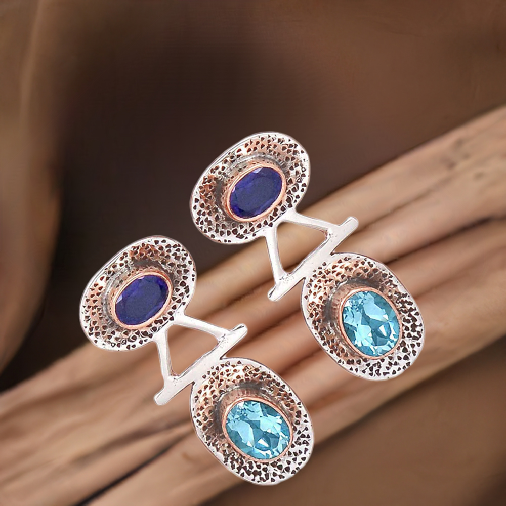 Natural Multi Gemstone Earrings In 925 Sterling Silver Jewelry 925SE2132