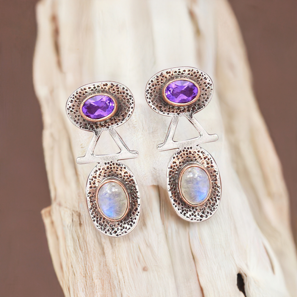 Genuine Multi Gemstone Earrings In 925 Sterling Silver Jewelry 925SE2137