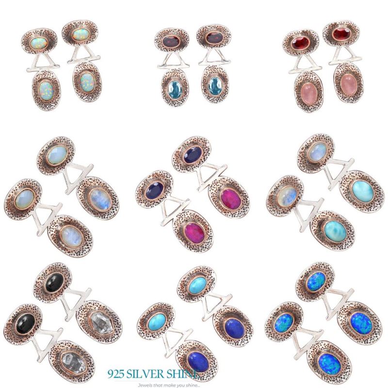 Genuine Multi Gemstone Earrings In 925 Sterling Silver Jewelry 925SE2137_3