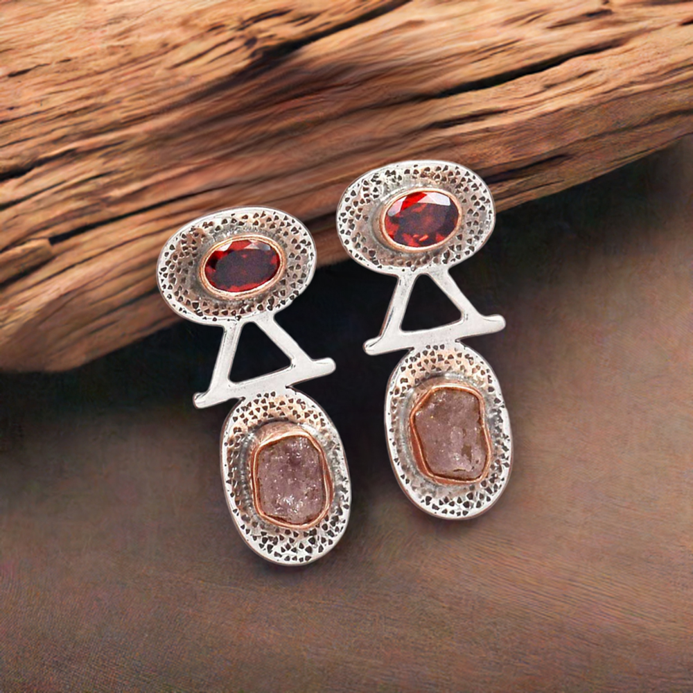 925 Sterling Silver Handmade Earrings In Multi Gemstone Jewelry 925SE2141