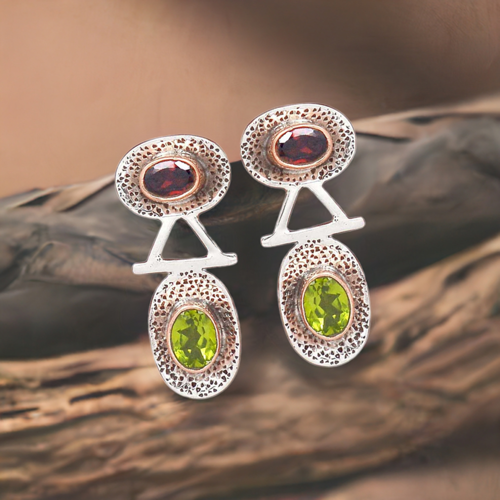 925 Sterling Silver Handmade Earrings In Multi Gemstone Jewelry 925SE2142