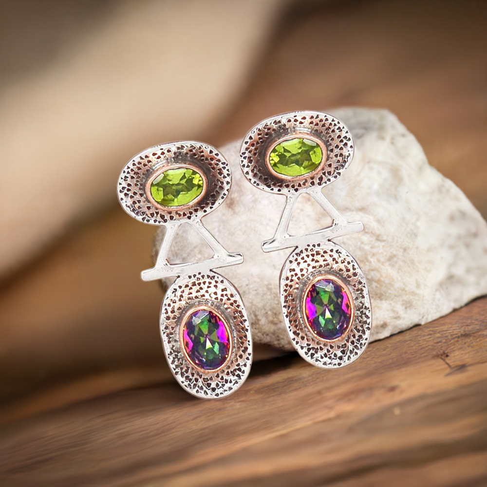 925 Sterling Silver Handmade Earrings In Multi Gemstone Jewelry 925SE2145