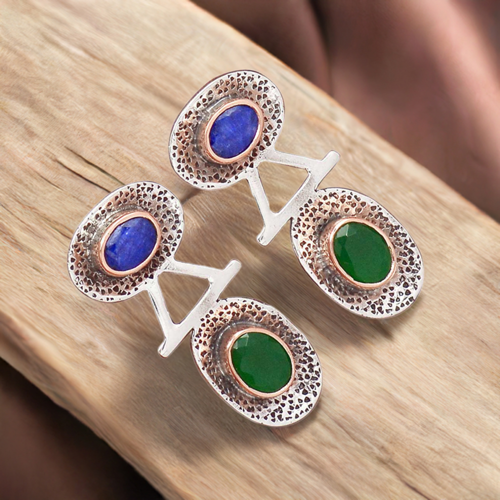 925 Sterling Silver Earrings In Multi Gemstone Jewelry 925SE2149