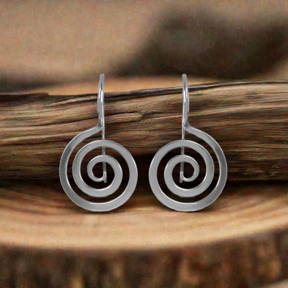 Handmade Meditation Sterling Silver Plain earring 925SE215