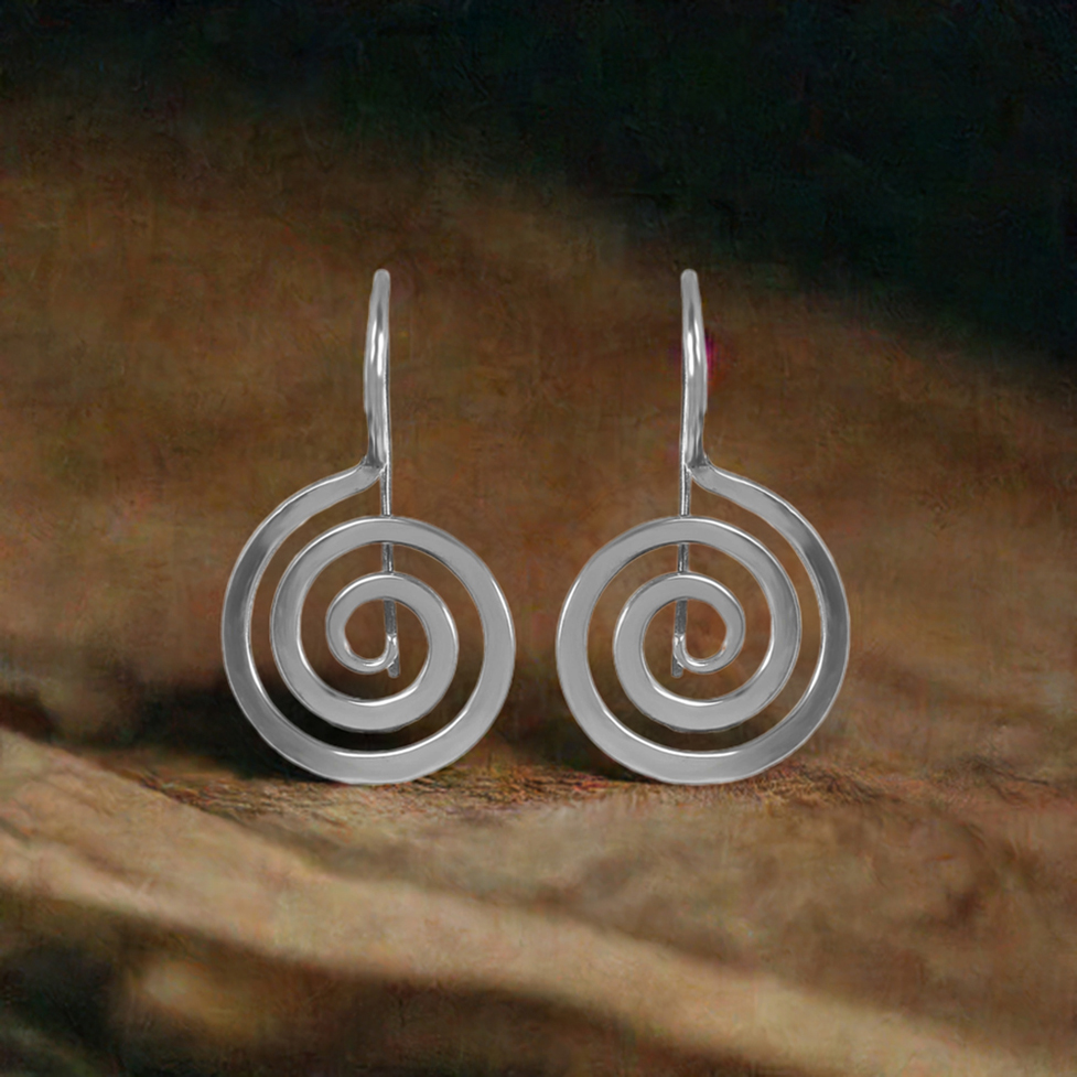 Handmade Meditation Sterling Silver Plain earring 925SE215_0