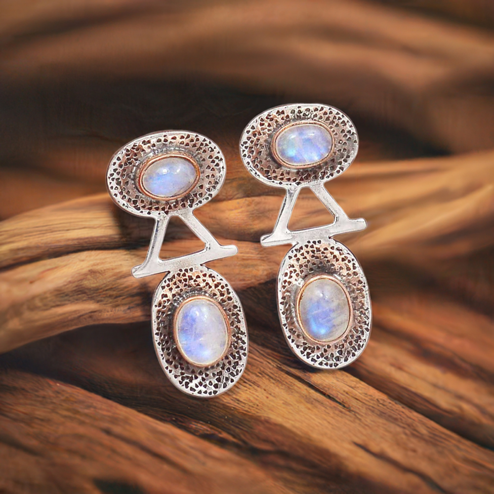 925 Sterling Silver Earrings In Rainbow Moonstone Jewelry 925SE2151