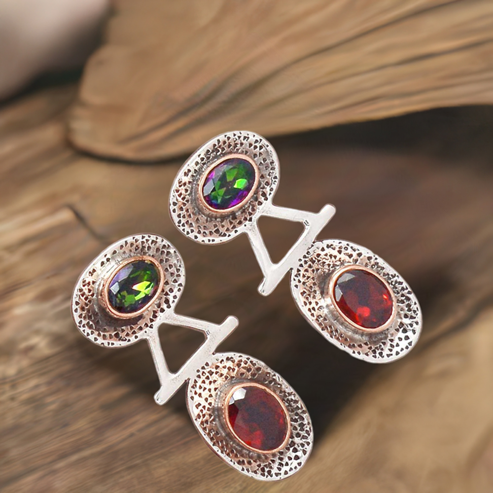 925 Sterling Silver Handmade Earrings In Multi Gemstone Jewelry 925SE2152