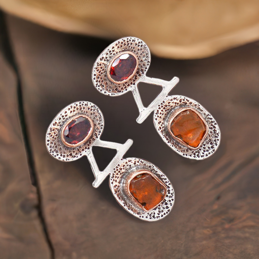 925 Sterling Silver Handmade Earrings In Multi Gemstone Jewelry 925SE2153