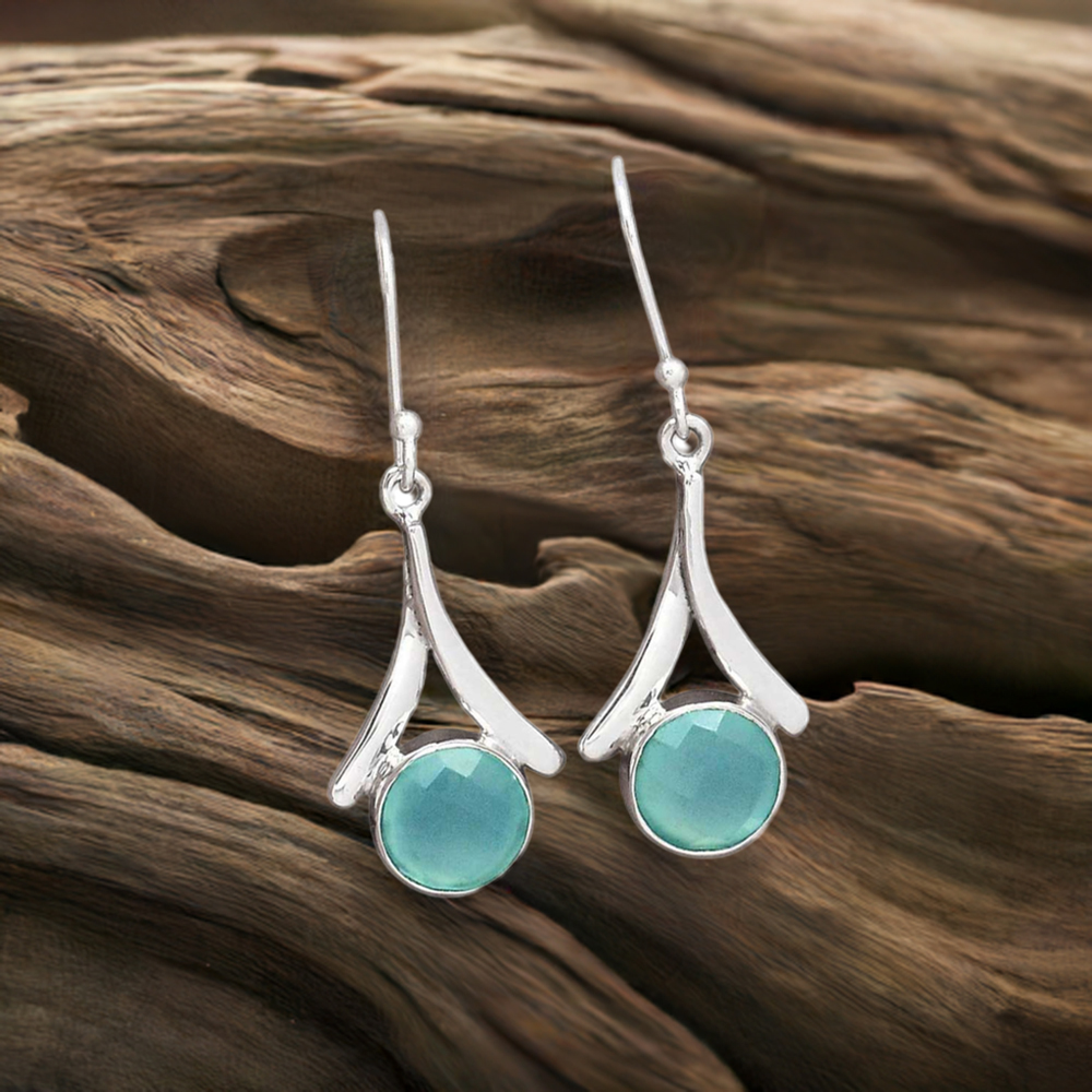 925 Sterling Silver Earrings In Chalcedony Gemstone Jewelry 925SE2160