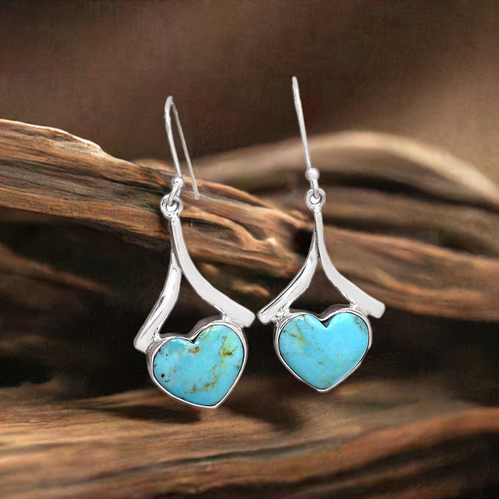 925 Sterling Silver Handmade Earrings In Turquoise Gemstone Jewelry 925SE2163