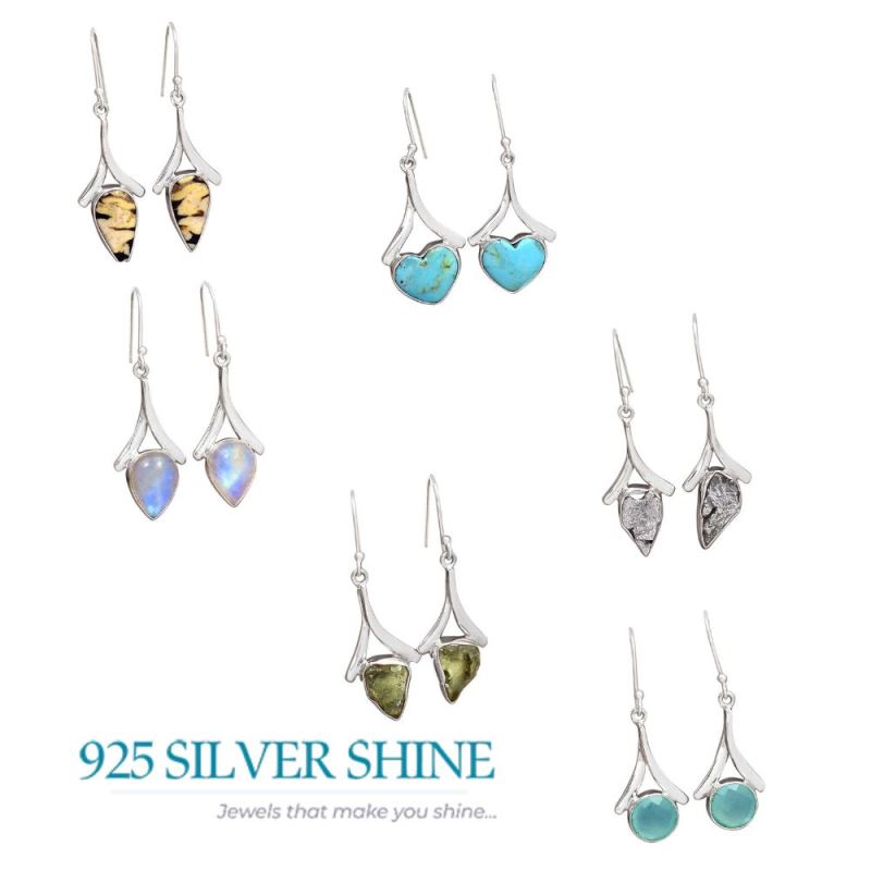 925 Sterling Silver Handmade Earrings In Turquoise Gemstone Jewelry 925SE2163_3