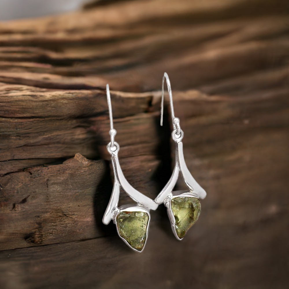 925 Sterling Silver Handmade Earrings In Prehnite Gemstone Jewelry 925SE2165