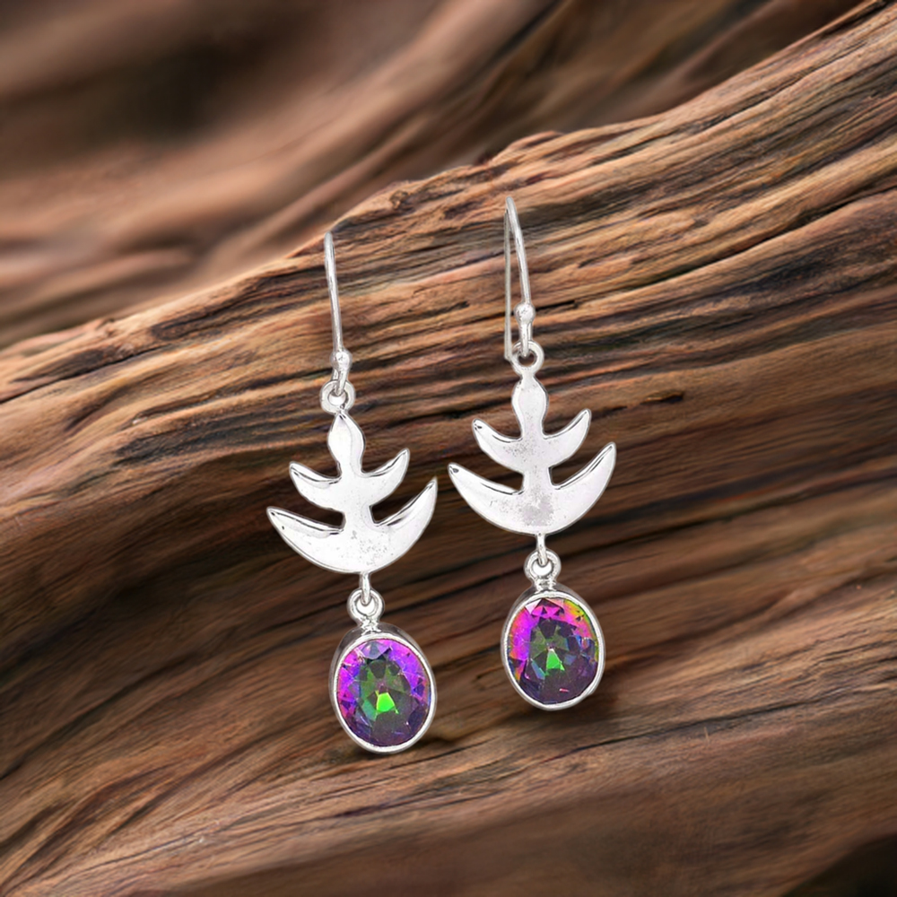 925 Sterling Silver Handmade Earrings In Mystic Topaz Gemstone Jewelry 925SE2168
