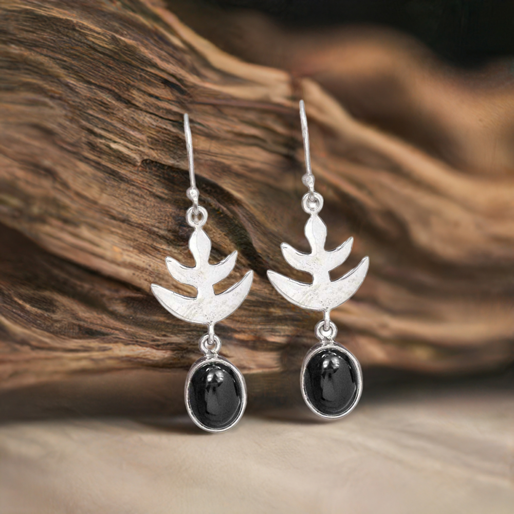 925 Sterling Silver Handmade Earrings In Black Onyx Gemstone Jewelry 925SE2171