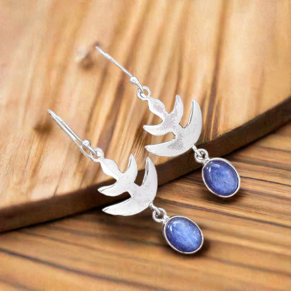 925 Sterling Silver Earrings In Semi Precious Kyanite Gemstone 925SE2173