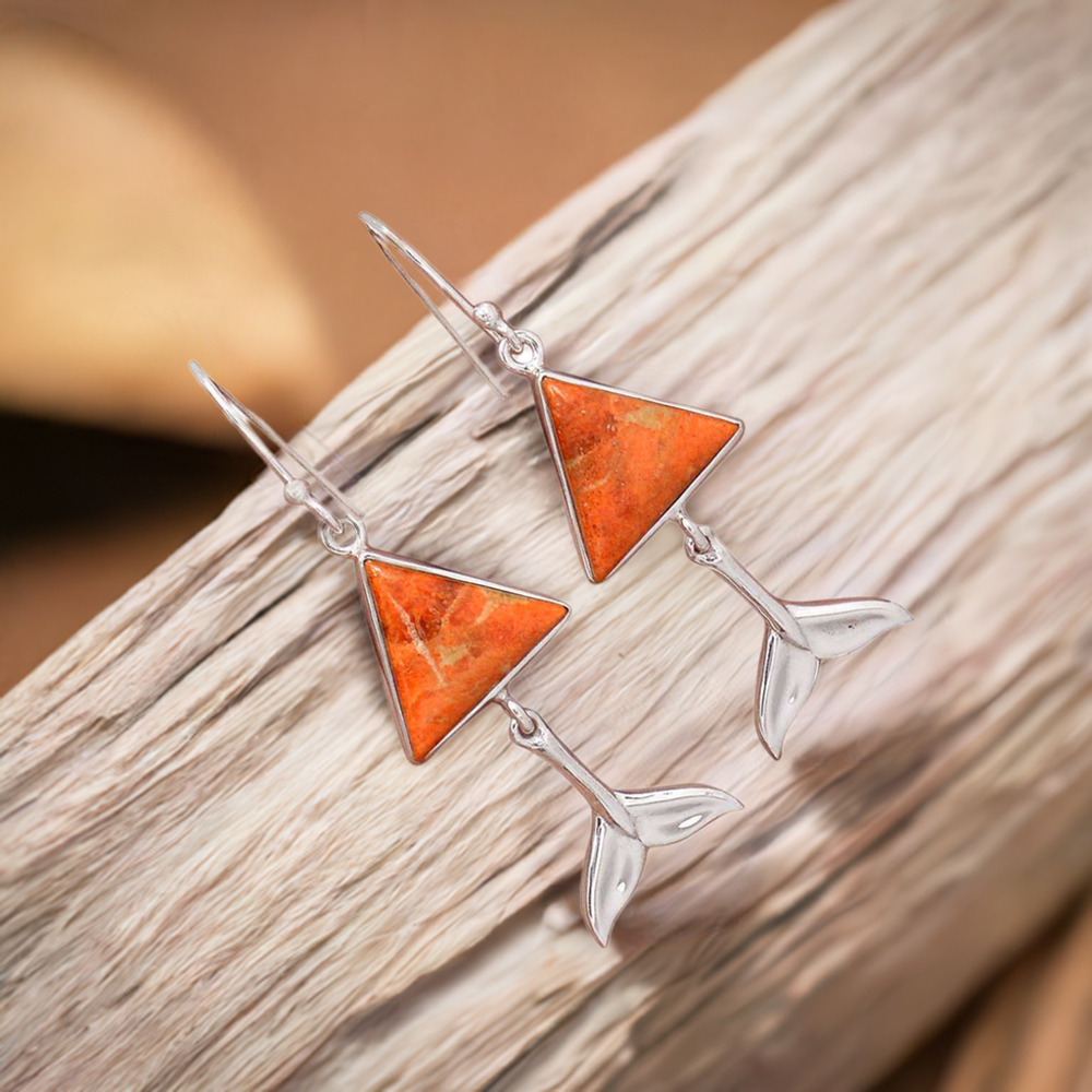 Fine 925 Sterling Silver Earrings In Semi Precious Jasper Gemstone 925SE2179