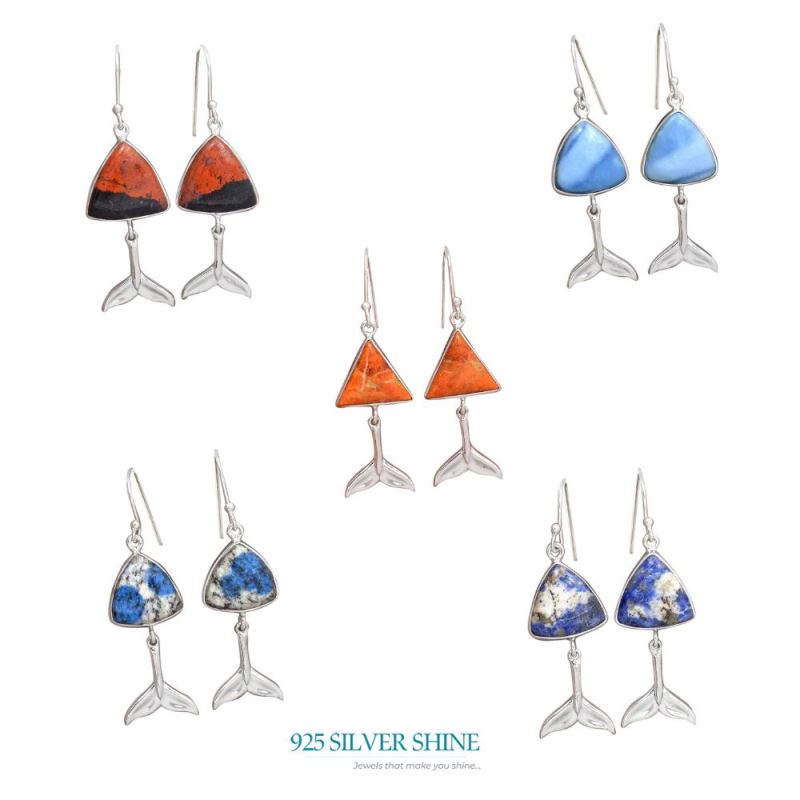 Fine 925 Sterling Silver Earrings In Genuine K2 Gemstone 925SE2180_3