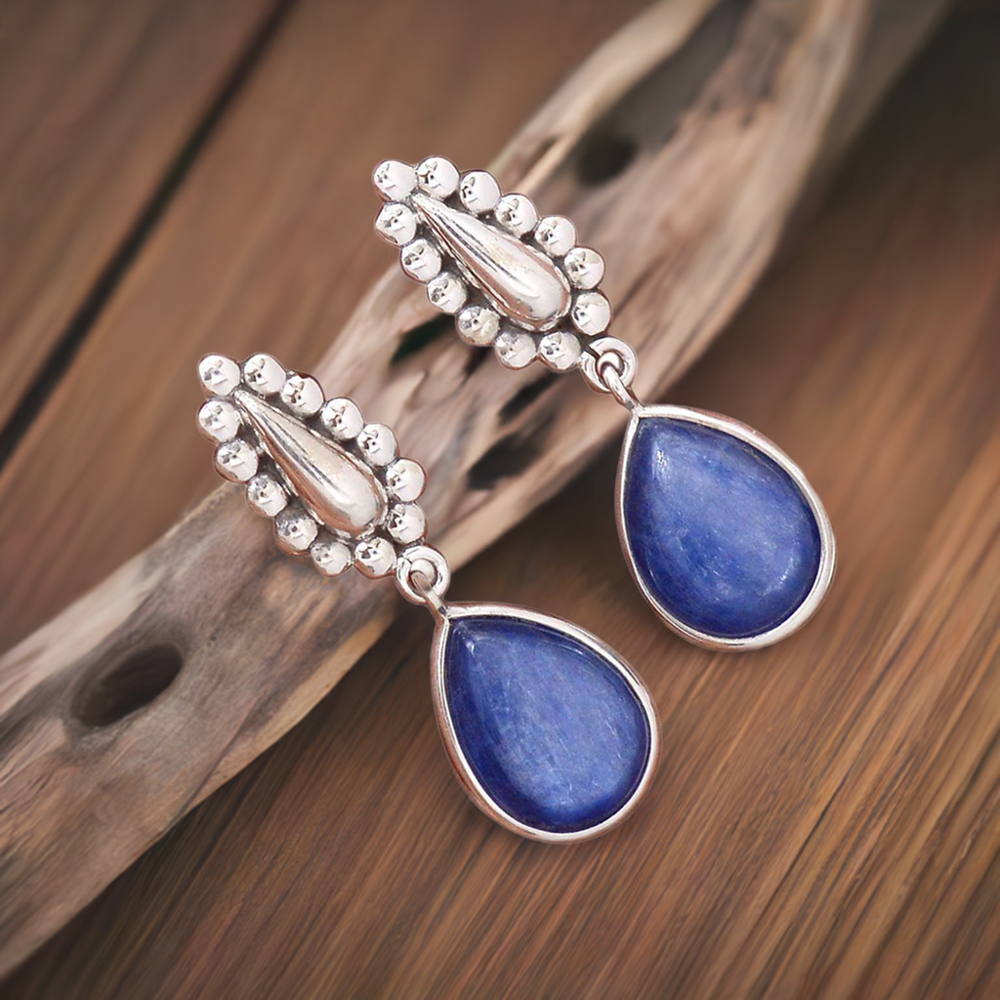Natural Kyanite Gemstone Earrings In Solid 925 Silver 925SE2184