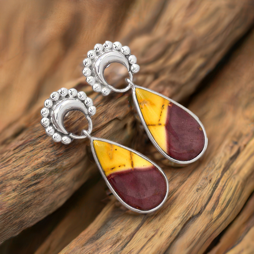 925 Sterling Silver Earrings In Genuine Mookaite Gemstone 925SE2192