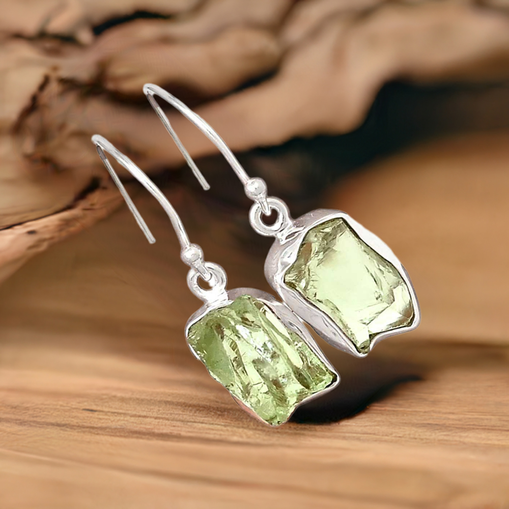 925 Sterling Silver Earrings In Semi Precious Prehnite Gemstone 925SE2194
