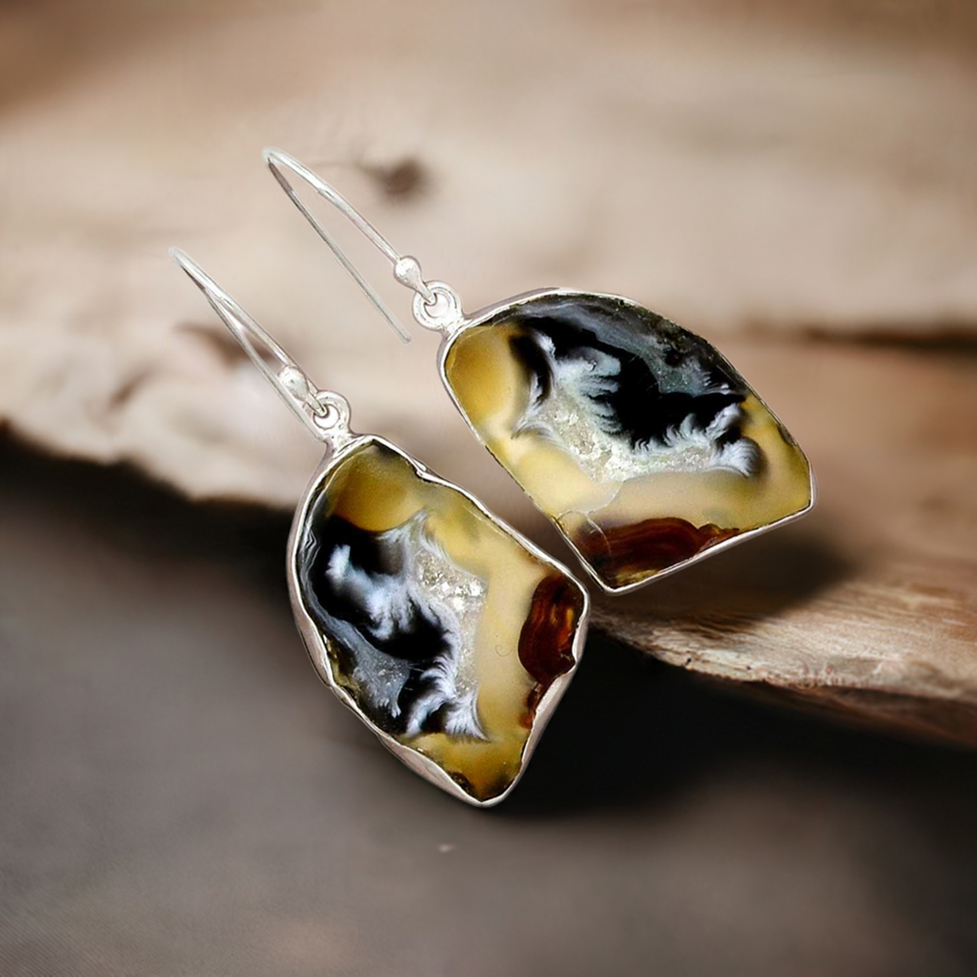 925 Sterling Silver Earrings In Semi Precious Geode Druzy Gemstone 925SE2200_0