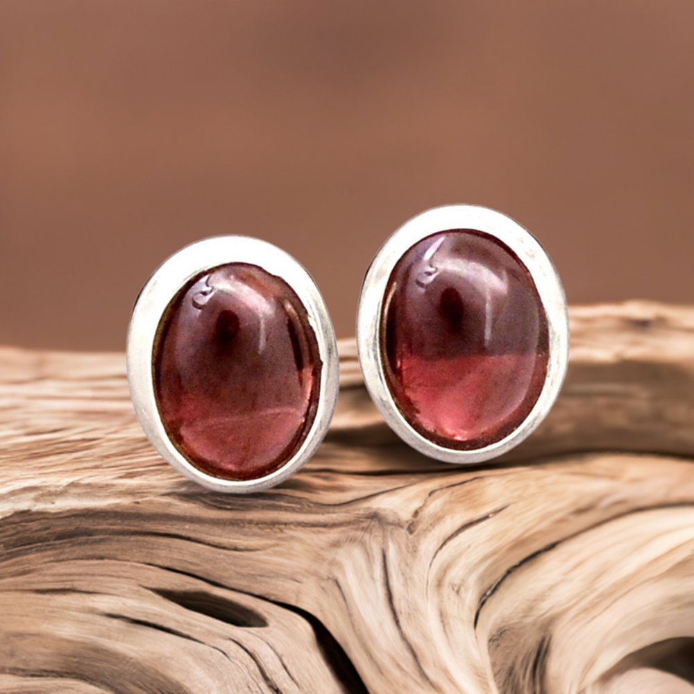 Semi Precious Garnet Gemstone Earrings In 925 Sterling Silver Jewelry 925SE2209