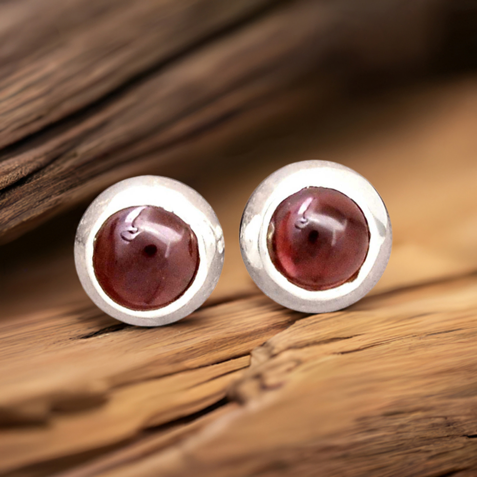 Semi Precious Garnet Gemstone Earrings In 925 Sterling Silver Jewelry 925SE2209_0