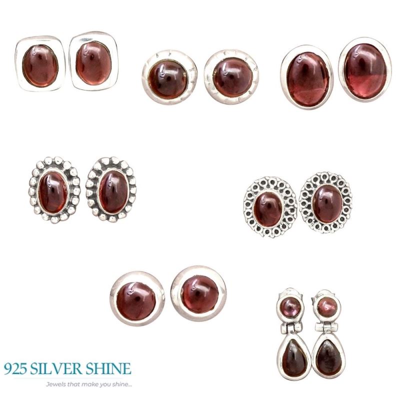 Natural Garnet Gemstone Earrings In 925 Sterling Silver Jewelry 925SE2211_7