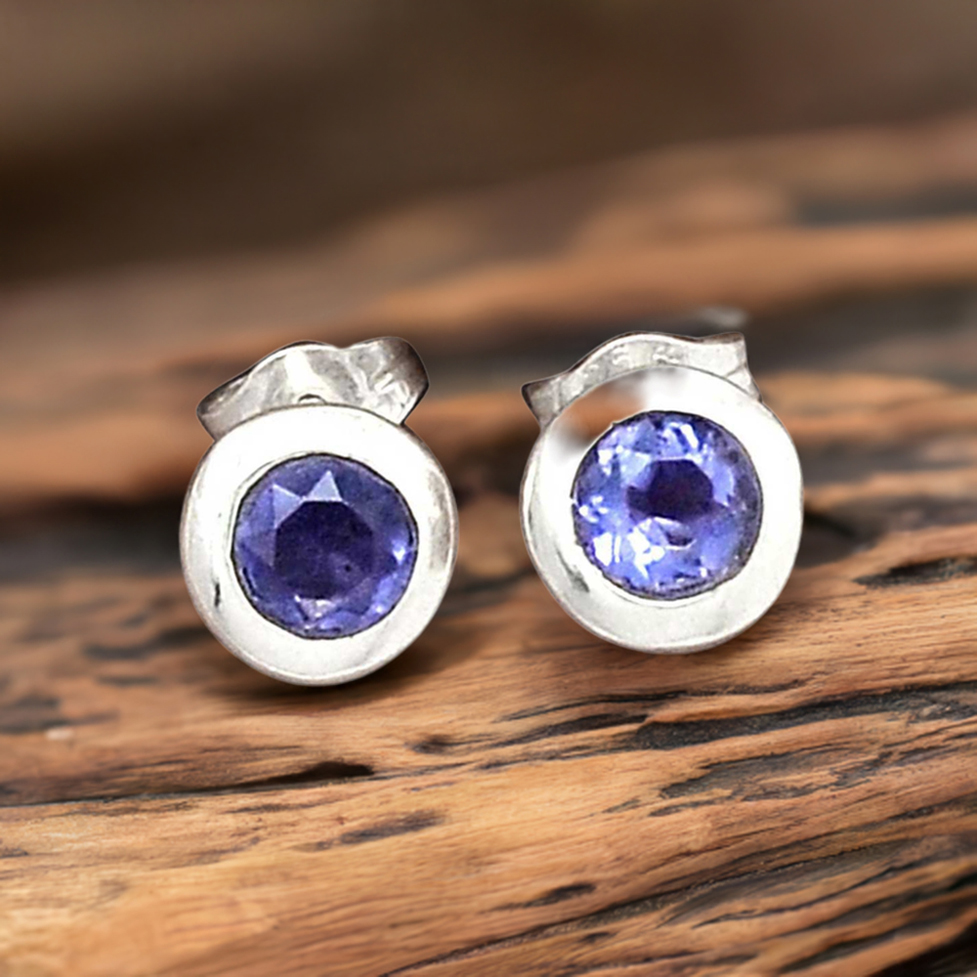 Genuine Iolite Gemstone Earrings In 925 Sterling Silver Jewelry 925SE2216_0
