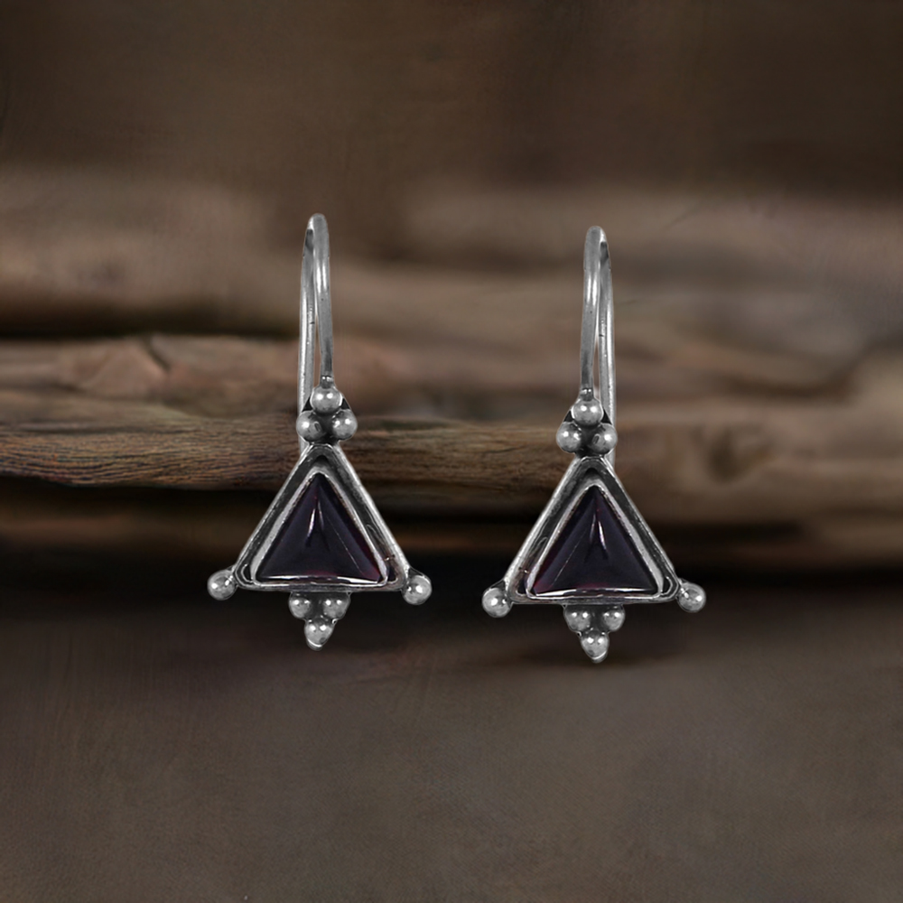 925 Sterling Silver Earrings In Genuine Garnet Gemstone 925SE222