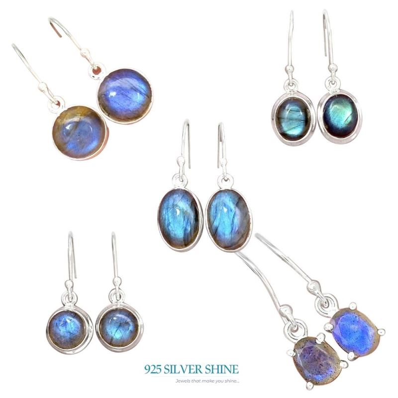 925 Sterling Silver Handmade Earrings In Labradorite Gemstone Jewelry 925SE2246_3