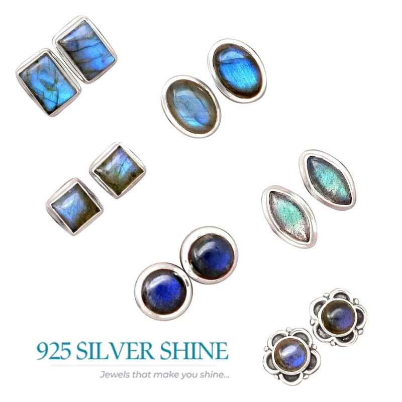 925 Sterling Silver Handmade Earrings In Labradorite Gemstone Jewelry 925SE2247_3