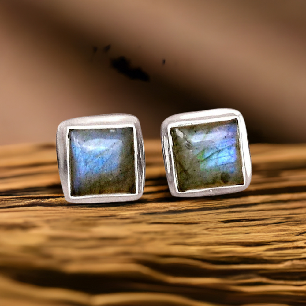 925 Sterling Silver Earrings In Natural Labradorite Gemstone 925SE2251
