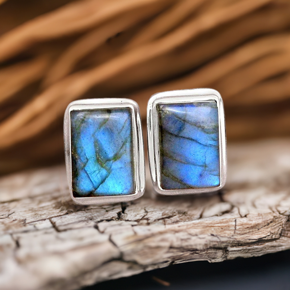 925 Sterling Silver Earrings In Semi Precious Labradorite Gemstone 925SE2252