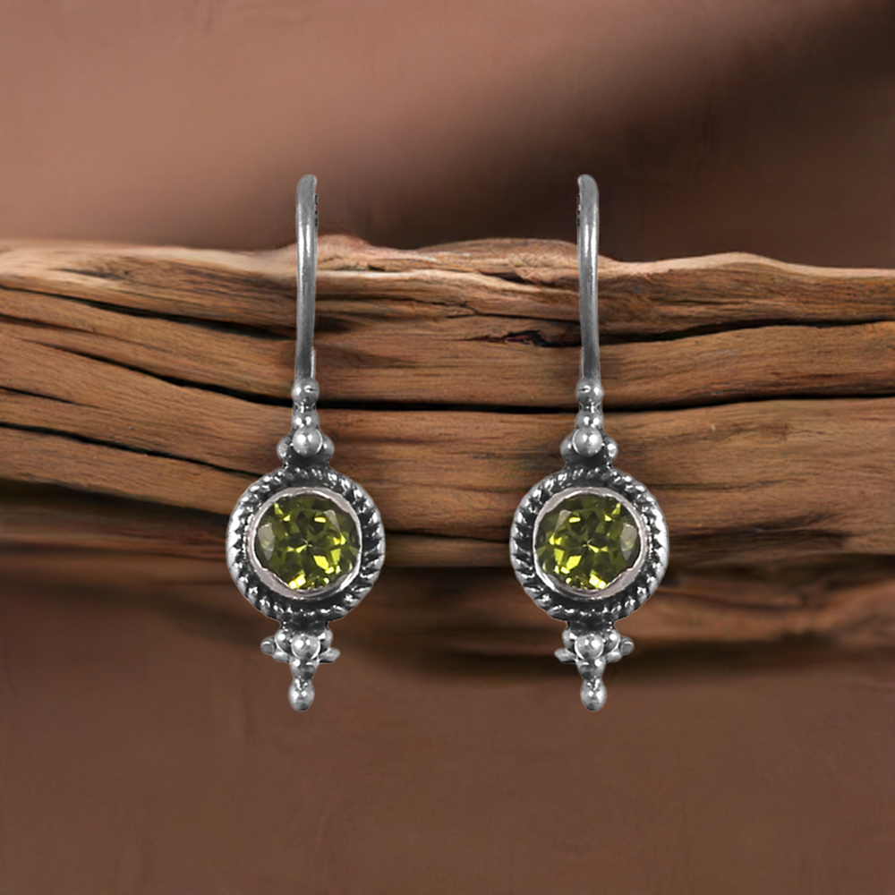 Fine 925 Sterling Silver Earrings In Natural Peridot Gemstone 925SE226