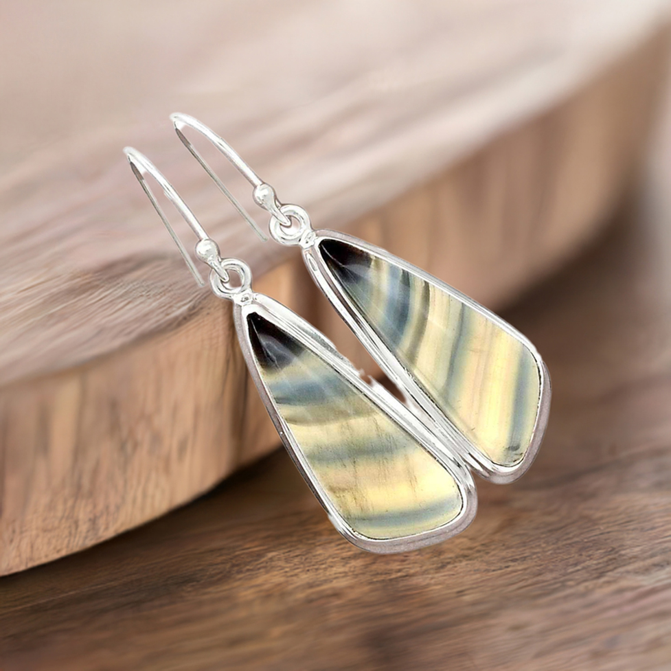 Natural Fluorite Gemstone Earrings In 925 Sterling Silver Jewelry 925SE2284_0