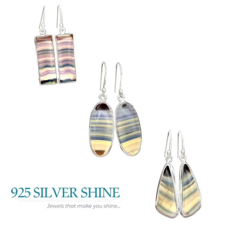 Natural Fluorite Gemstone Earrings In 925 Sterling Silver Jewelry 925SE2284_8