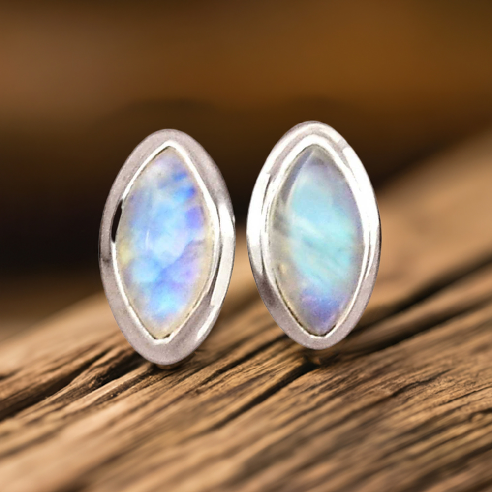 Semi Precious Rainbow Moonstone Earrings In 925 Sterling Silver Jewelry 925SE2294