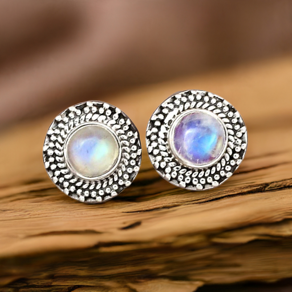 Genuine Rainbow Moonstone Earrings In 925 Sterling Silver Jewelry 925SE2295