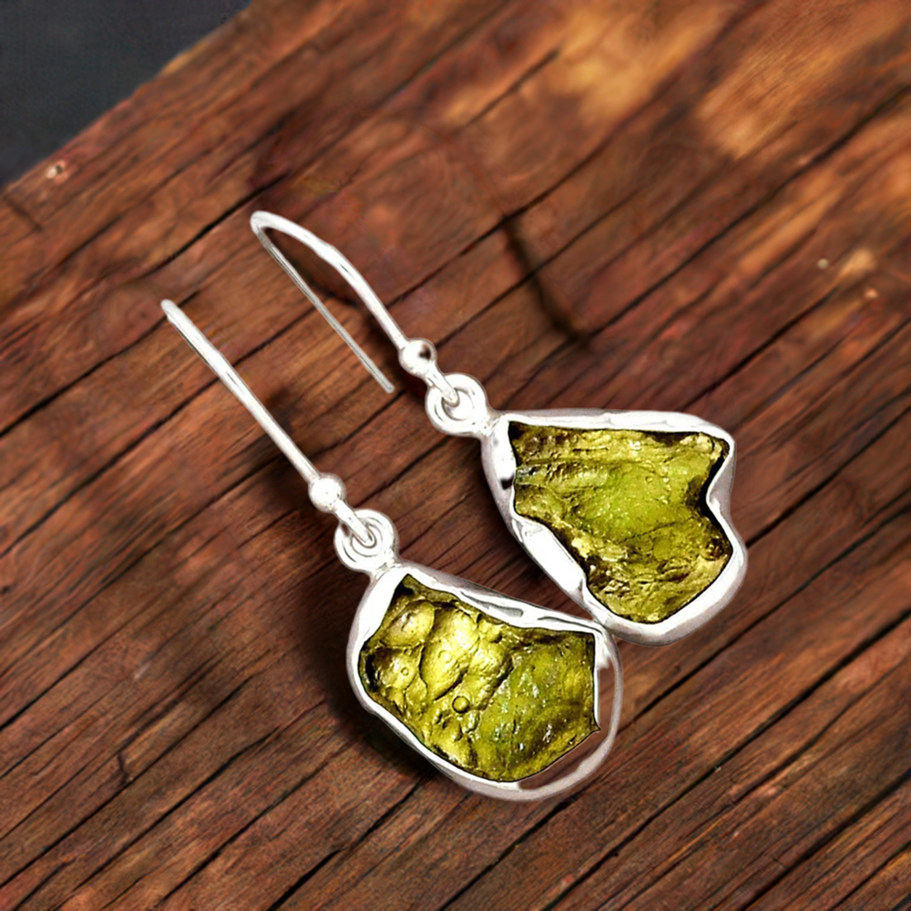 925 Sterling Silver Earrings In Moldavite Gemstone Jewelry 925SE2298