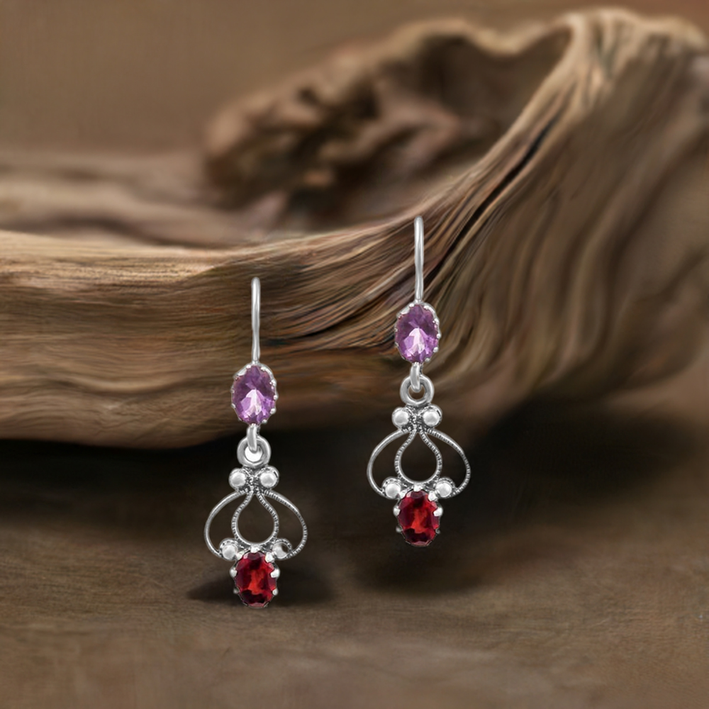 Natural Semi Precious Stone Handmade Earring In 925 Silver 925SE23