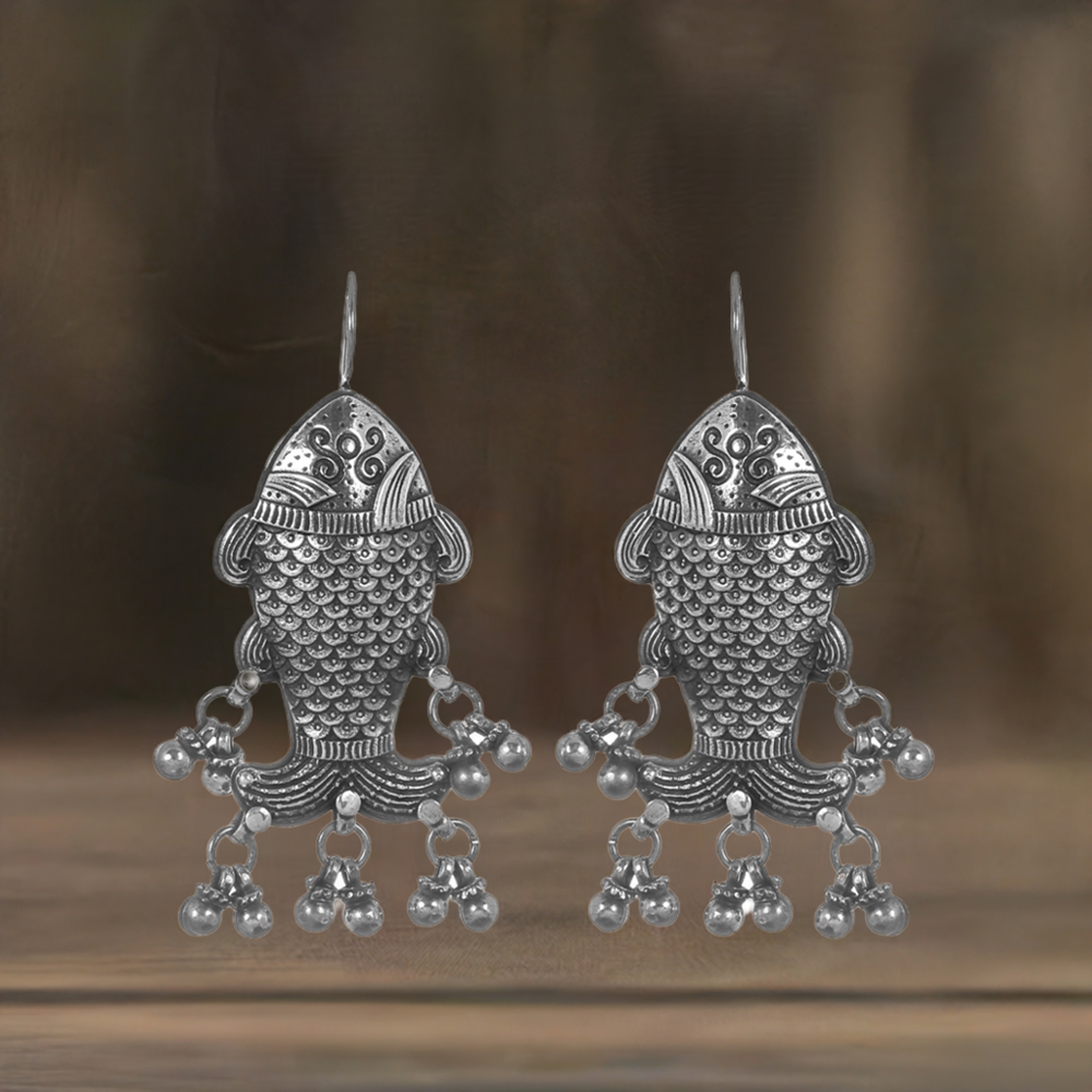 Fish Design Earrings In 925 Sterling Silver 925SE231