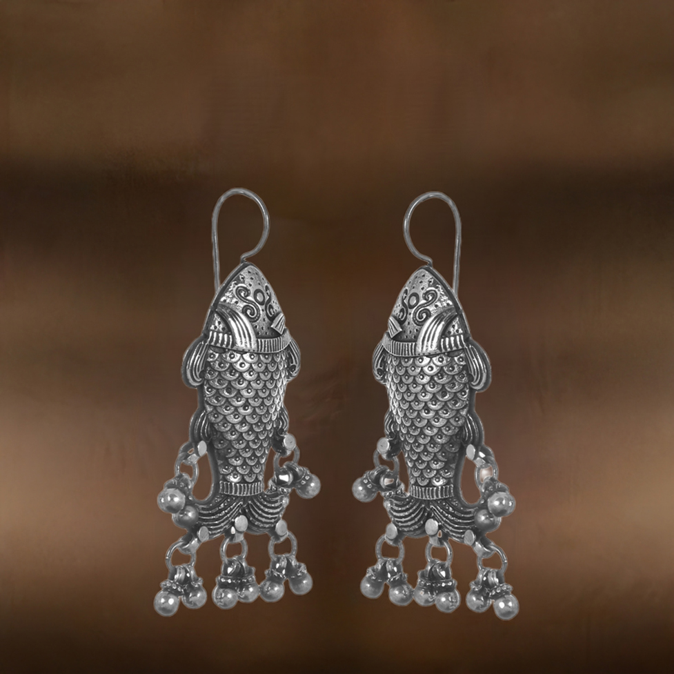Fish Design Earrings In 925 Sterling Silver 925SE231_0