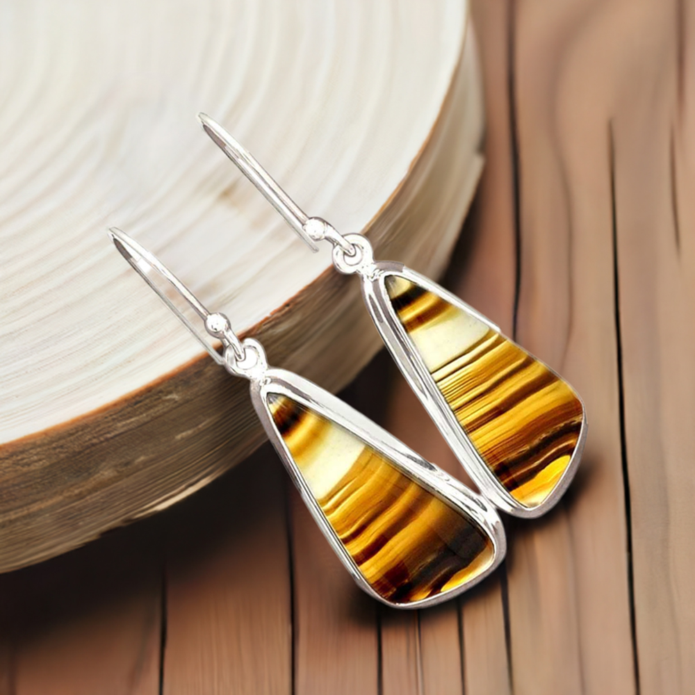 925 Sterling Silver Handmade Earrings In Montana Agate Gemstone Jewelry 925SE2312