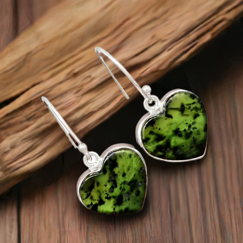 925 Sterling Silver Earrings In Canadian Nephrite Jade Gemstone Jewelry 925SE2317