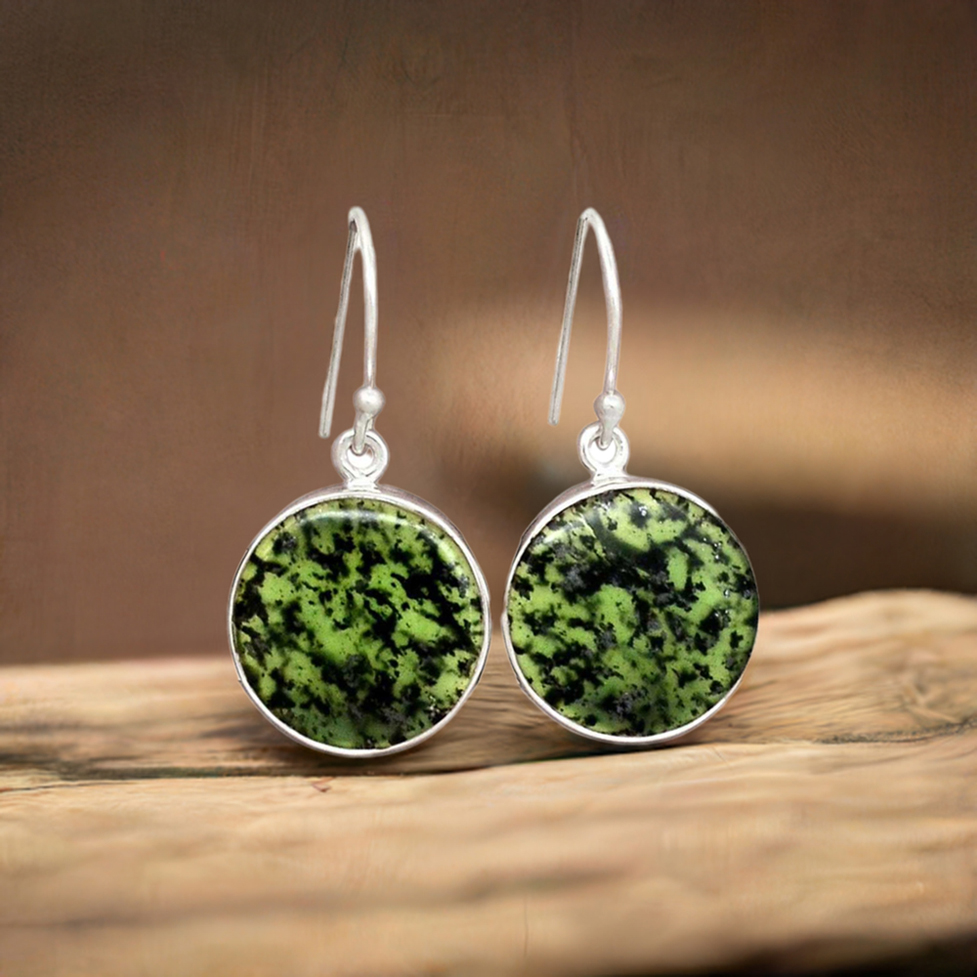 925 Sterling Silver Earrings In Canadian Nephrite Jade Gemstone Jewelry 925SE2317_0