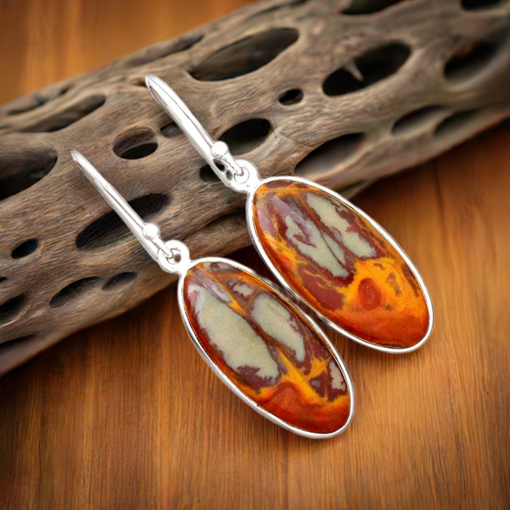 925 Sterling Silver Handmade Earrings In Noreena Jasper Gemstone Jewelry 925SE2323