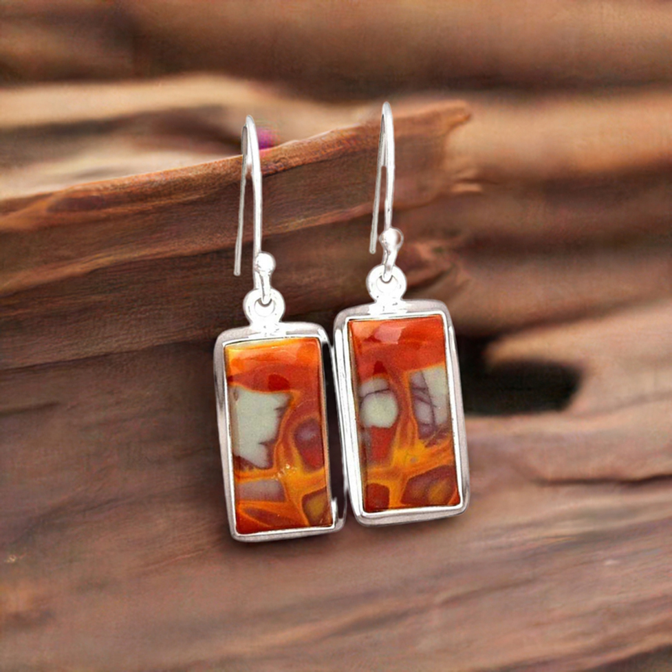 925 Sterling Silver Handmade Earrings In Noreena Jasper Gemstone Jewelry 925SE2323_0