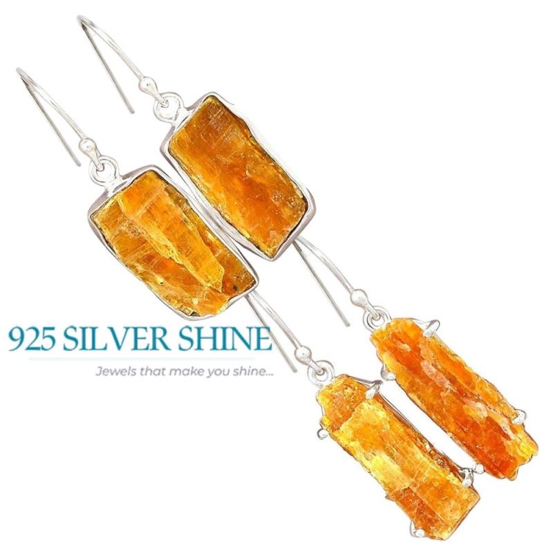 925 Sterling Silver Handmade Earrings In Honey Opal Gemstone Jewelry 925SE2328_2